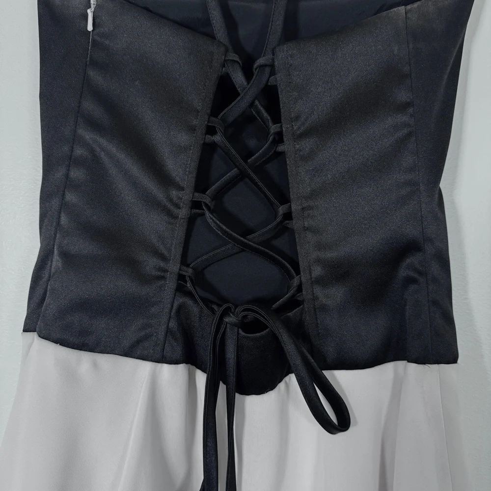 Jessica McClintock - Black and Light Pink Tiered Dress - Picture 6 of 12